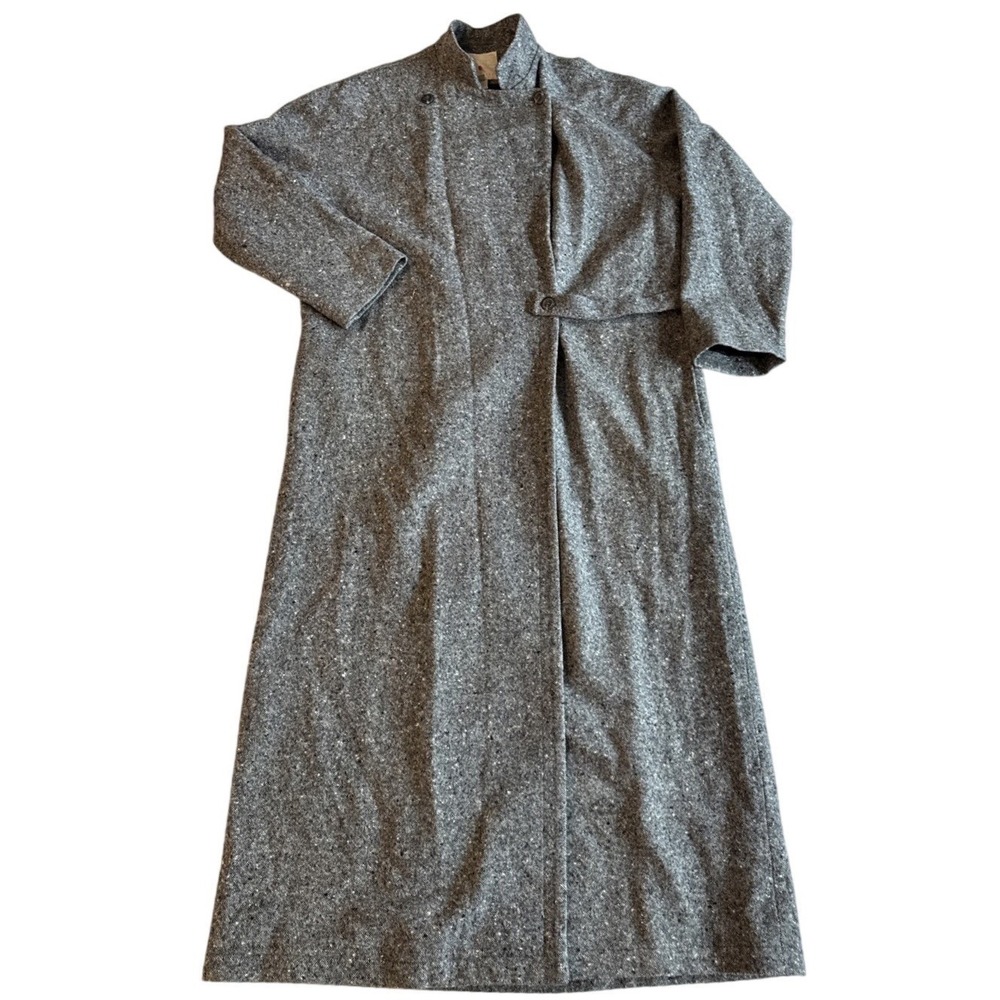 Vintage 1980s Jill Jr. Wool Blend Fit &‎ Flare Trench Coat Gray Women M Timeless